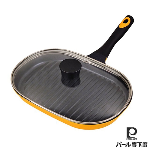 日本【Pearl Life享下廚】油切附蓋煎烤盤 日本【Pearl Life享下廚】油切附蓋煎烤盤