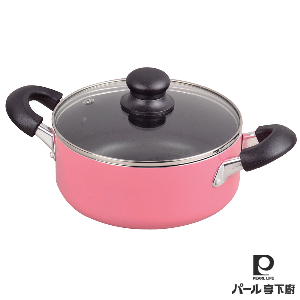 日本【Pearl Life享下廚】不沾雙耳湯鍋20cm(附蓋)-2色 日本【Pearl Life享下廚】不沾雙耳湯鍋20cm(附蓋)-2色