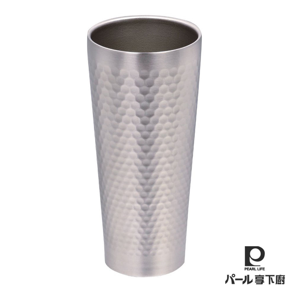 日本【Pearl Life享下廚】真空槌目保冷飲料杯430cc 日本【Pearl Life享下廚】真空槌目保冷飲料杯430cc