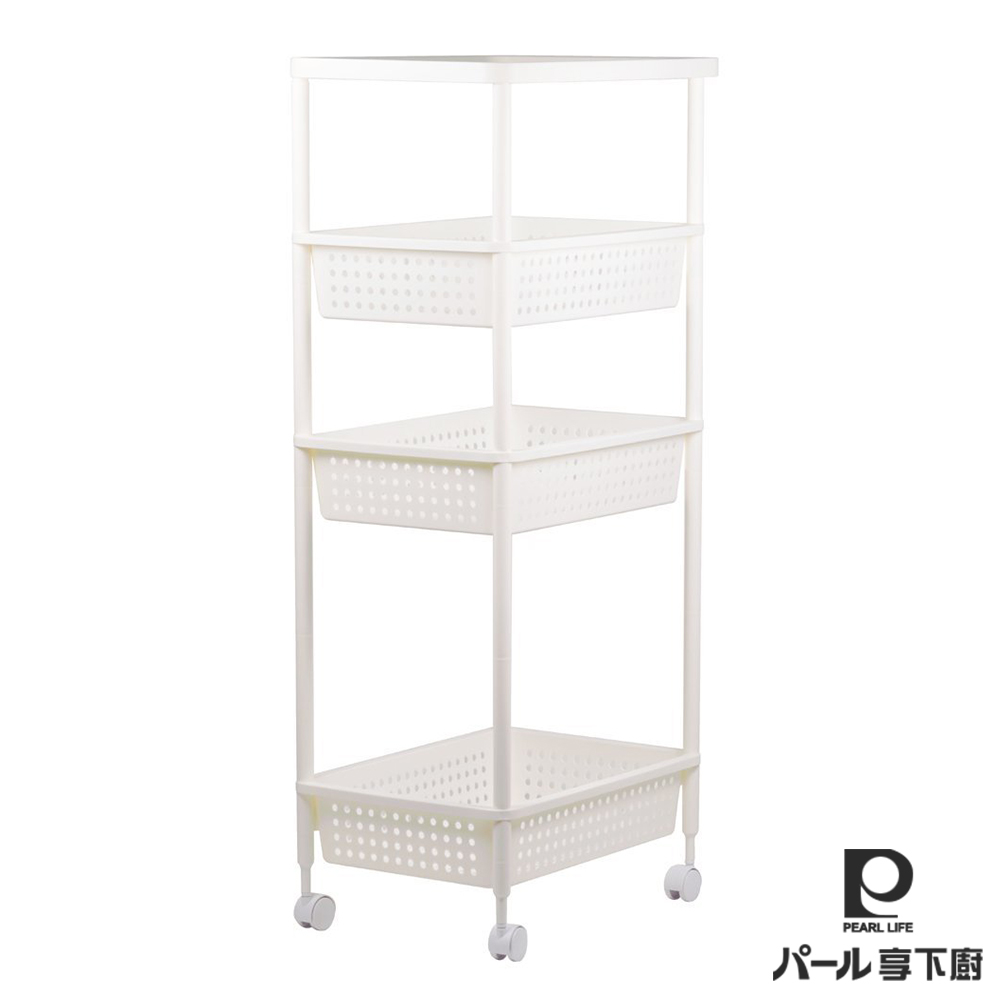 日本【Pearl Life享下廚】四層附輪廚房收納架(32cm) 日本【Pearl Life享下廚】四層附輪廚房收納架(32cm)