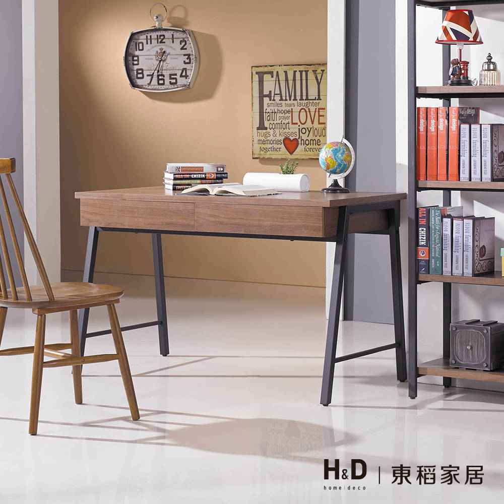 戈梅爾4尺胡桃雙抽書桌 戈梅爾4尺胡桃雙抽書桌