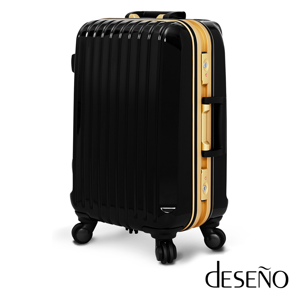 【Deseno】瑰麗絢燦 黑色金彩-20吋深鋁框PC鏡面行李箱/黑色 【Deseno】瑰麗絢燦 黑色金彩-20吋深鋁框PC鏡面行李箱/黑色