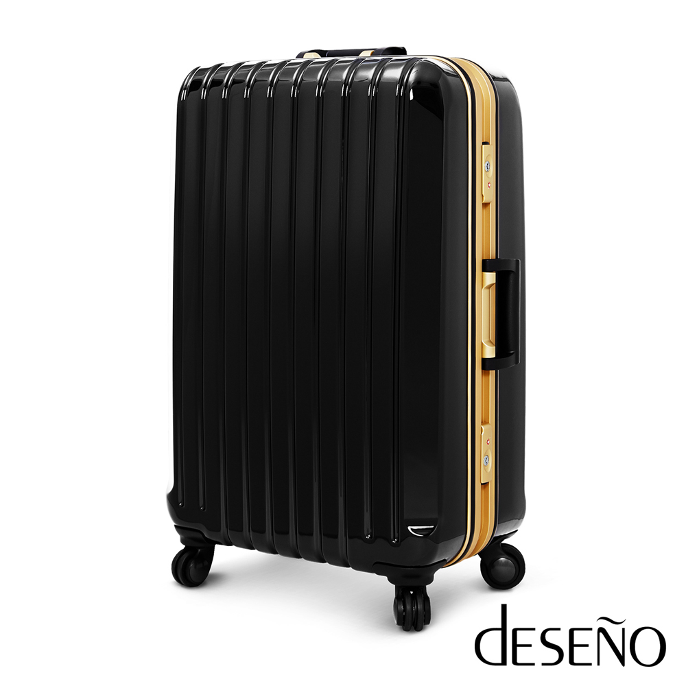 【Deseno】瑰麗絢燦 黑色金彩-29吋深鋁框PC鏡面行李箱/黑色 【Deseno】瑰麗絢燦 黑色金彩-29吋深鋁框PC鏡面行李箱/黑色
