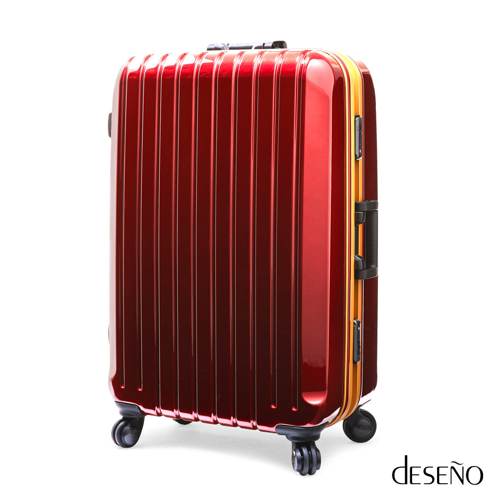 【Deseno】瑰麗絢燦 黑色金彩-29吋深鋁框PC鏡面行李箱/紅色 【Deseno】瑰麗絢燦 黑色金彩-29吋深鋁框PC鏡面行李箱/紅色