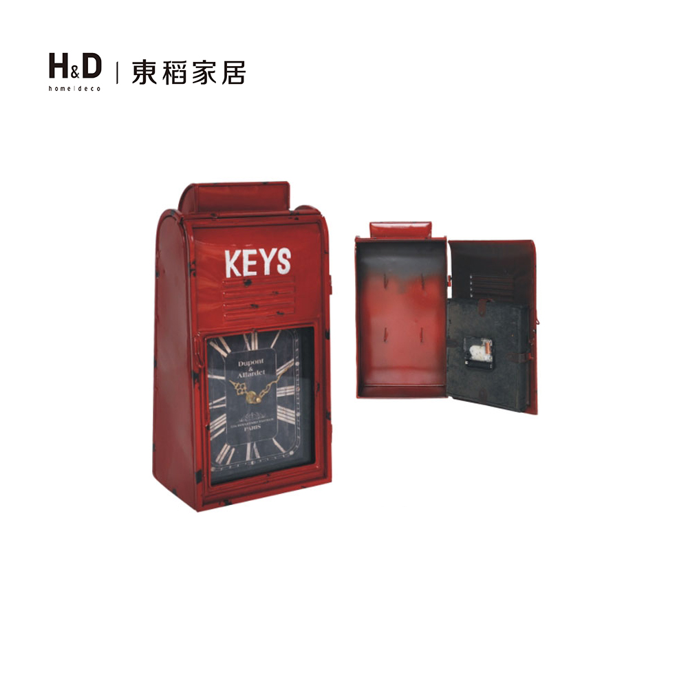 鐵藝帶鐘KEY BOX(紅) 鐵藝帶鐘KEY BOX(紅)