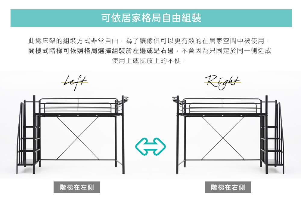 雙層床 伯奈爾系列工業風單人步梯設計雙層鐵床架(DIY組裝) / H&D東稻家居