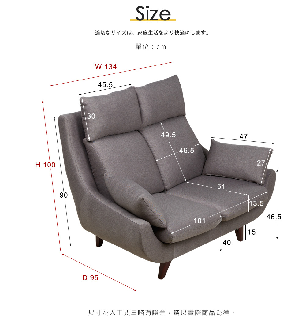 達倫現代風高背機能雙人沙發-2色(HY1/HY9421雙人灰色/黑色沙發)【obis】