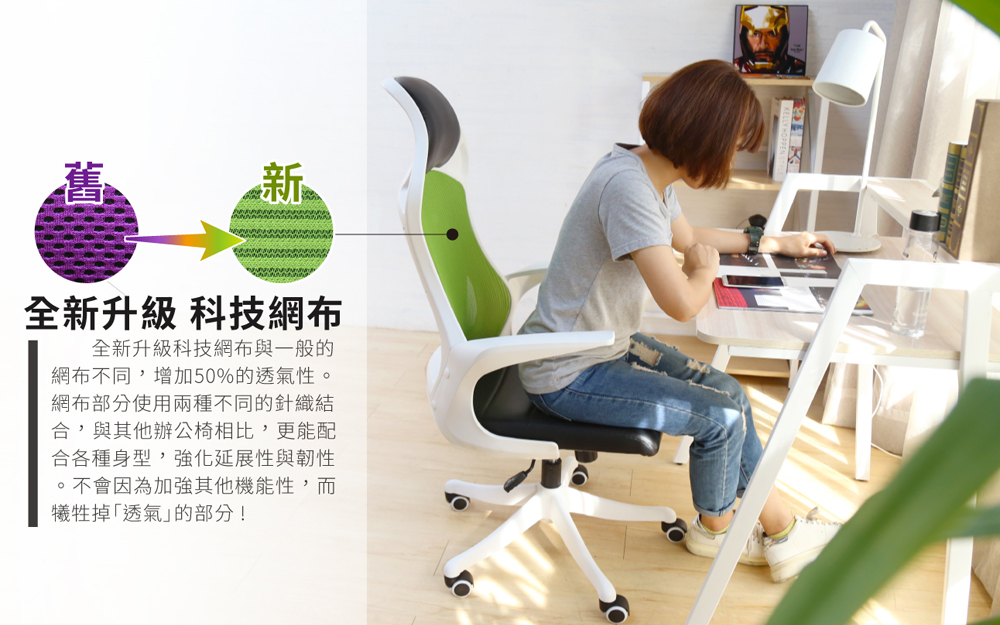 Office chair 高透氣機能白色高背曲線辦公椅/電腦椅-6色(YS5/AH-07-a白框辦公椅)【obis】