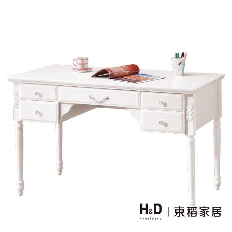 卡蜜拉白色4尺書桌 卡蜜拉白色4尺書桌