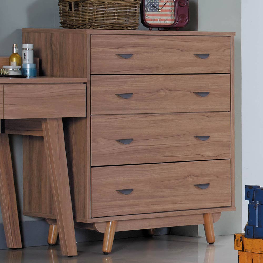 萝拉柚木色四斗柜