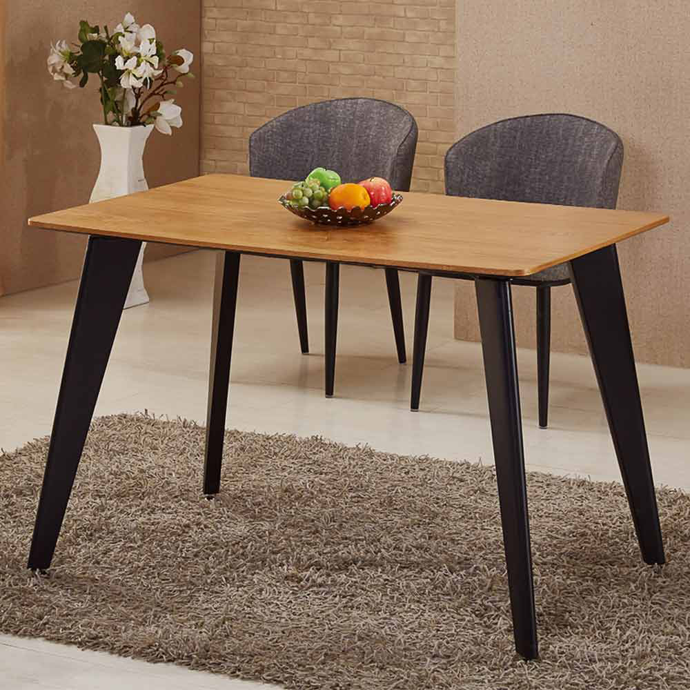 乔丝4 尺黑脚木纹餐桌