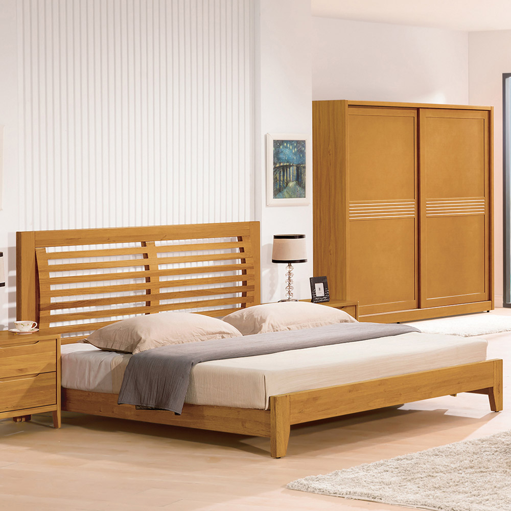 米堤柚木色5尺床片型床台 | h&d 东稻家居-全台最大家具电商/网友最