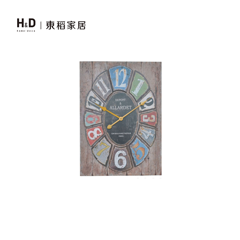 仿舊彩色數字木板壁鐘(巴黎) 仿舊彩色數字木板壁鐘(巴黎)