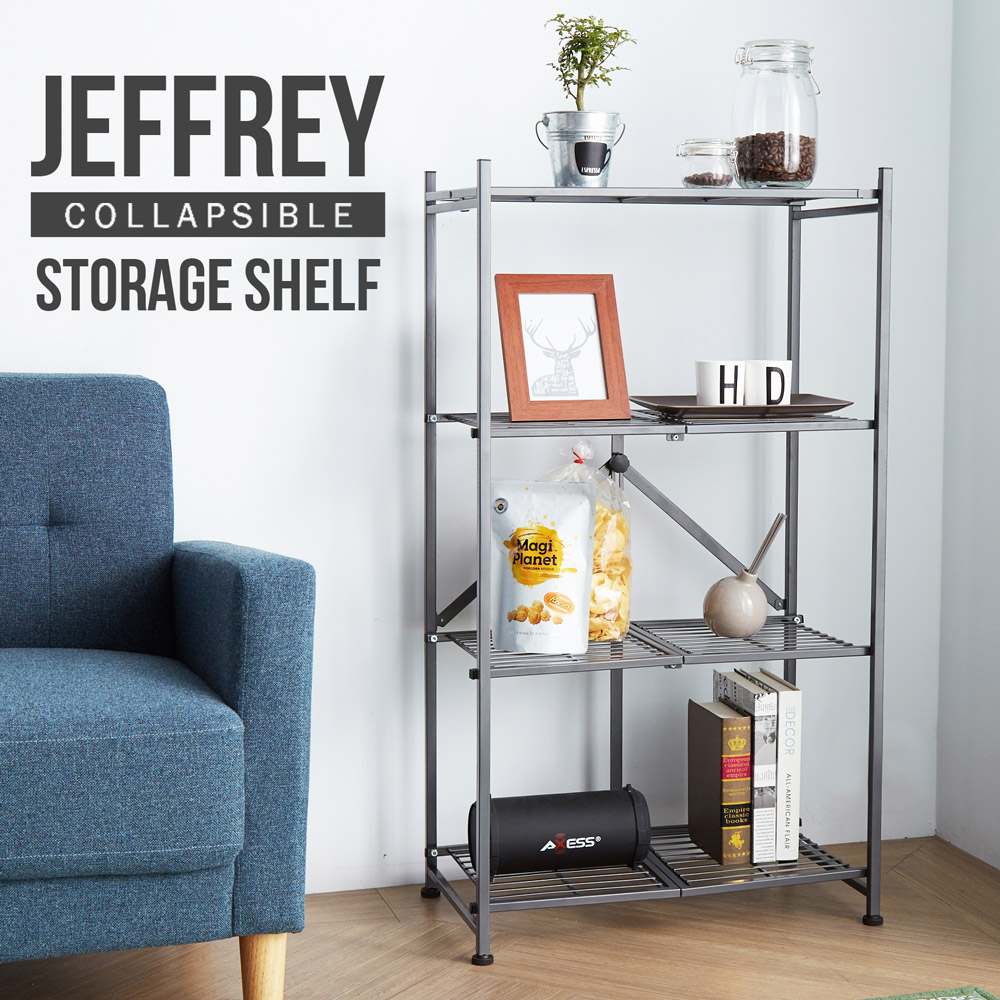 Jeffrey傑佛瑞可折疊四層收納層架/儲物架/收納架(2色) Jeffrey傑佛瑞可折疊四層收納層架/儲物架/收納架(2色)